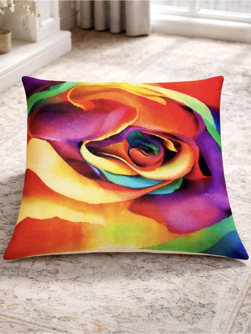 Rose Throw Pillow Cover 16" x 16"